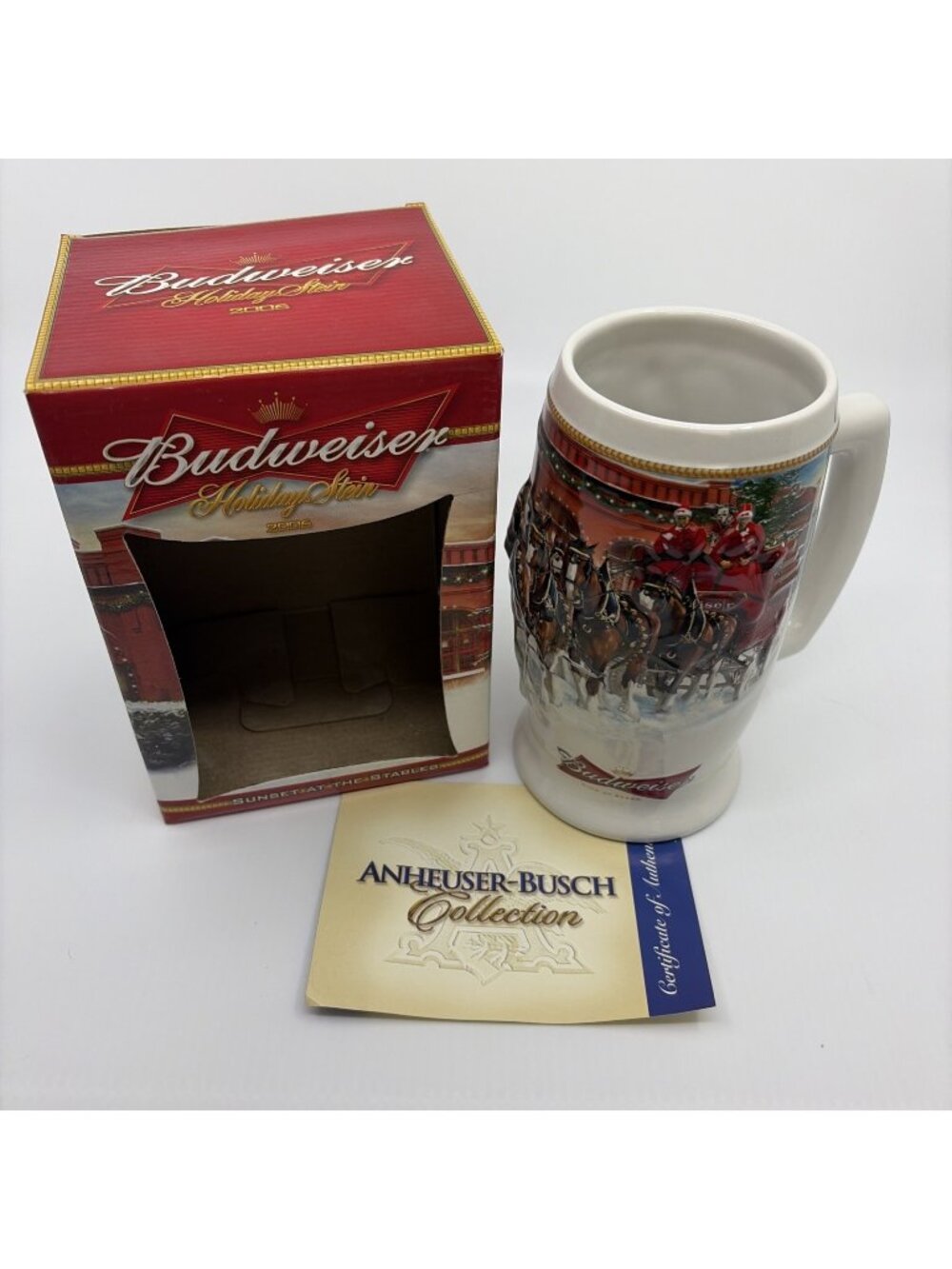 Budweiser Holiday Stein 2006 Sunset at the Stables CS670 Anheuser Busch COA Vtg